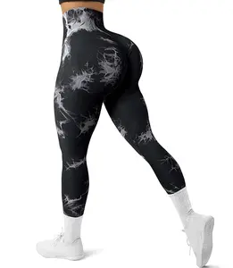 Tie Dye Ruched Sports Tummy Control Leggings, Comfort and Durability High Stretch Yoga Leggings, Ladies Sportswear for Indoor Outdoor Wear, Activewear Fitness, Yoga Training Pants Women Tie Dye Print Tummy Control Yoga Gym Athletic Pants