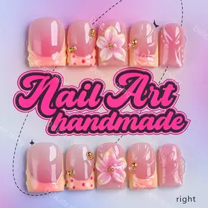 Y2K Style Press-On Nails, 10pcs Handmade Artificial Nails, XS-S-M-L Sizes, Perfect for Parties, Party Nails, Includes Jelly Glue, Crystal Stick, File