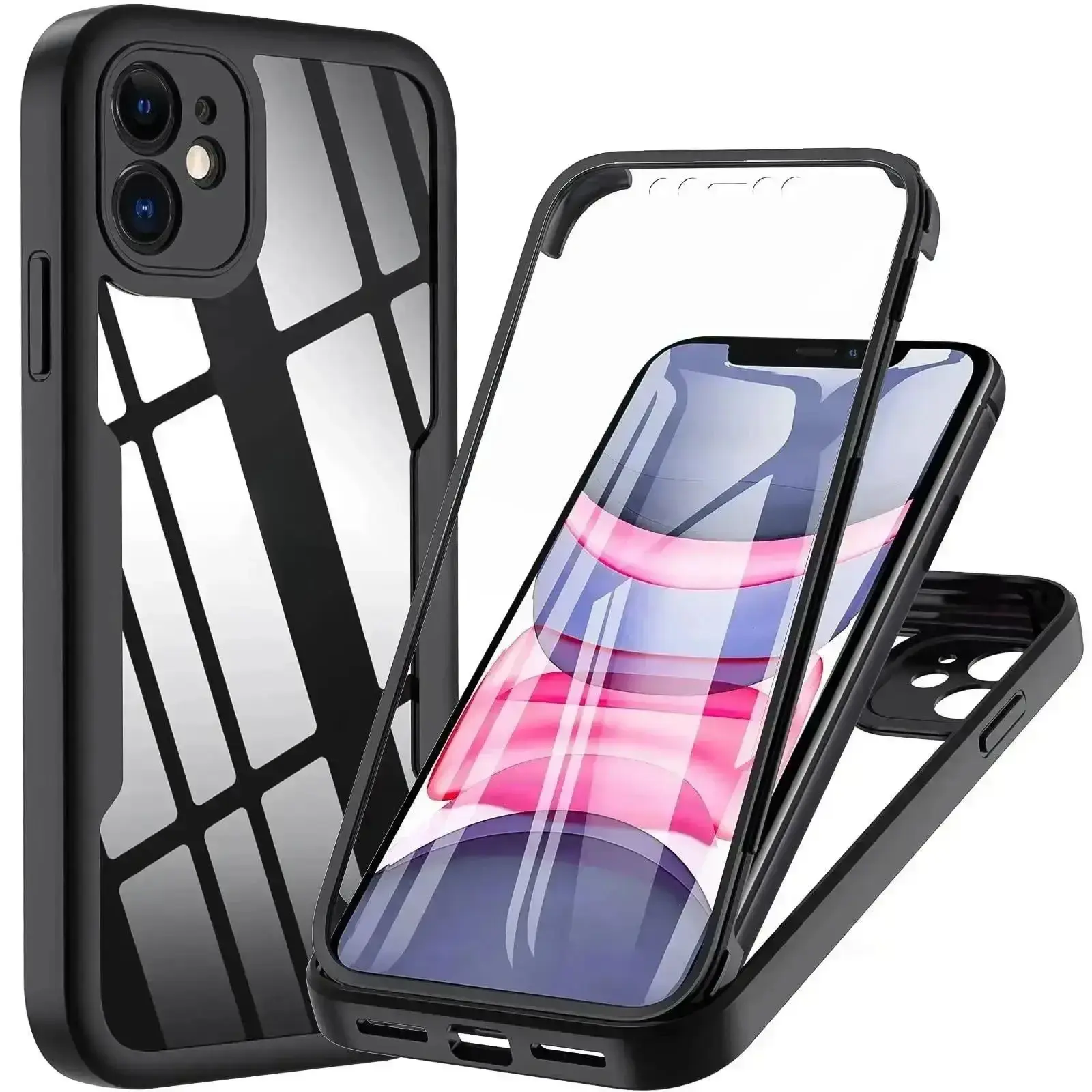 360 Full Body Front+Back Clear Protection Case For iPhone 17 16 Pro Max 13 14 15 Plus 11 12Pro S-membrane Shockproof Cover