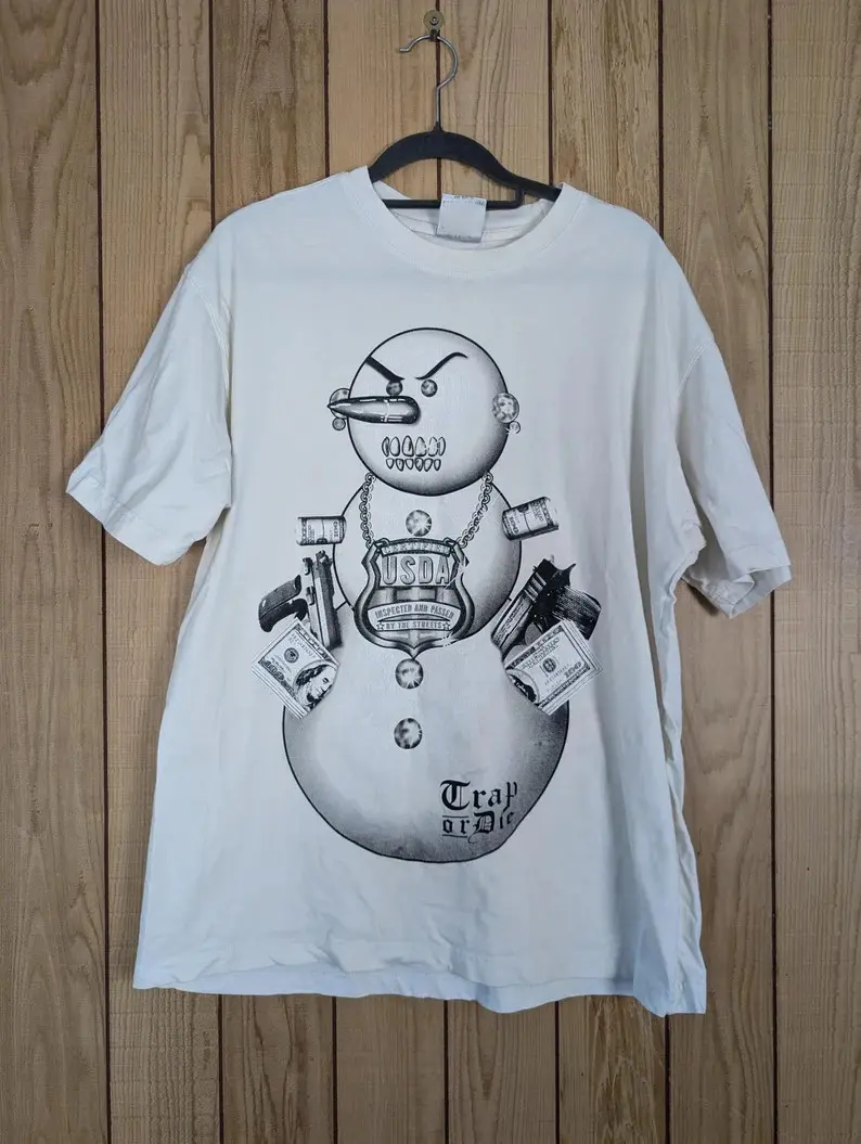 Young Jeezy Trap Or Die White Snowman Rap-T-shirt US Size S-6XL, Made In USA, All Colors, Gift for Women Men, 100% cotton, Classic Fit, Unisex T-Shirt