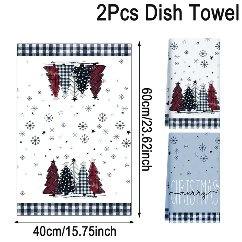 2pcs Christmas Dish Towels F