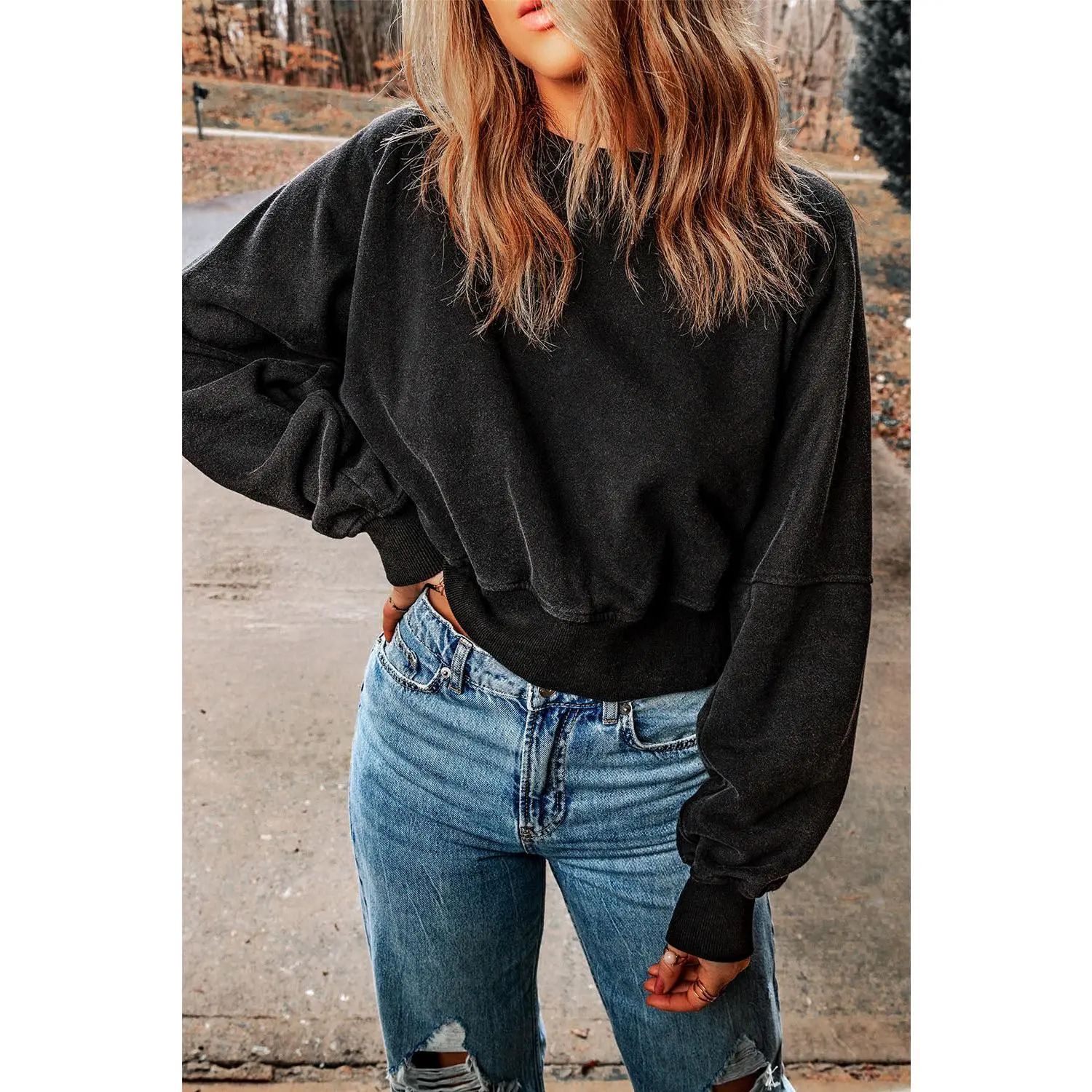 Midnight Open Back Sweatshirt