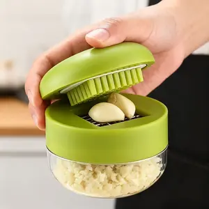 1PC Heavy Duty Garlic Crusher and Chopper - Manual Crusher and Chopper with Easy-to-Clean Chopping Plate, Plastic and Garlic Clove Crusher (None) - Dishwasher Washable