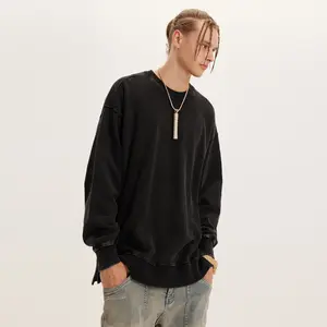 Oversized Faded Cotton Sweatshirt Streetwear Menswear Crewneck Fabric