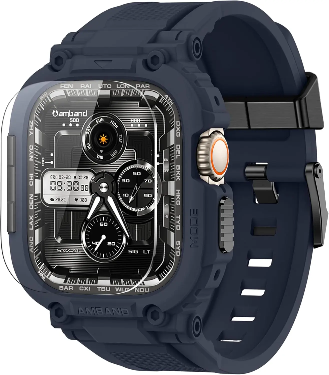 M1 Sport Case for Apple Watch Ultra 2/1 – 49mm Bumper with Screen Protector, Waterproof & Durable for Gym, Running, Swimming  amBand