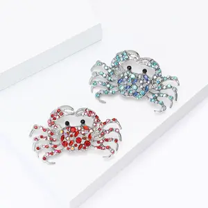 2pcs Rhinestone Crab Brooch, Cancer Zodiac Brooch Gift, Retro-Style Fashion Pin, Ideal for Formal Occasions, Elegant Accessory