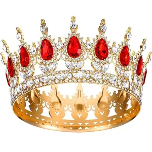 Sricam Gold Crown for Women, Princess Tiara Crystal Princess Crown Full Round Rhinestone Queen Crowns for Queen Costume Wedding Prom Princesss Birthday Party Hair Accessories