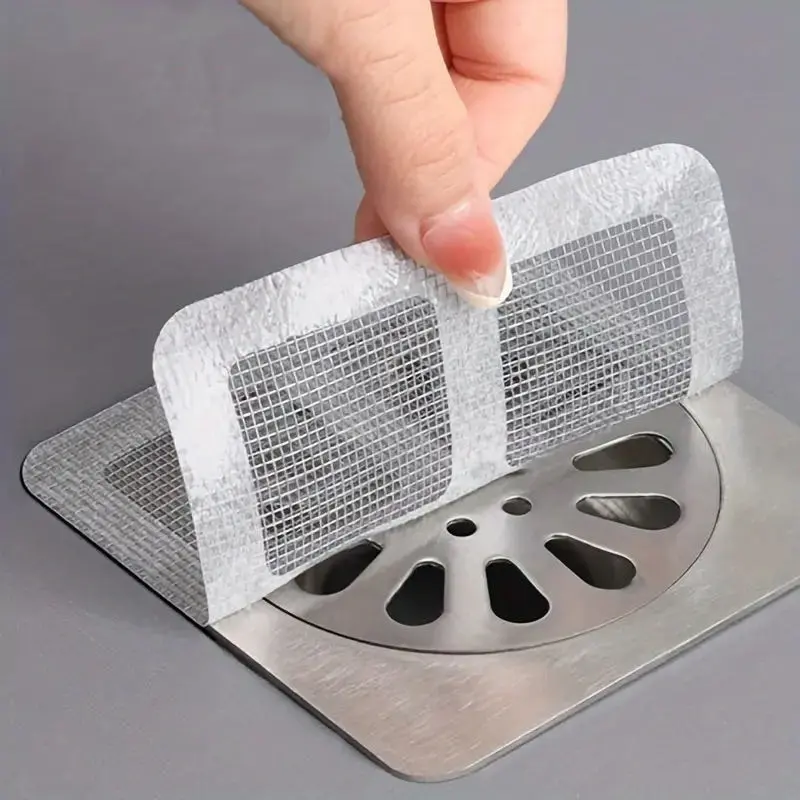 12-Piece Self-Adhesive Hair Catcher Patches, Anti-Clog Drain Cover, Durable Plastic, Suitable for Bathroom Kitchen Sink Shower Drain, Drain Protector, Bathroom Gadgets