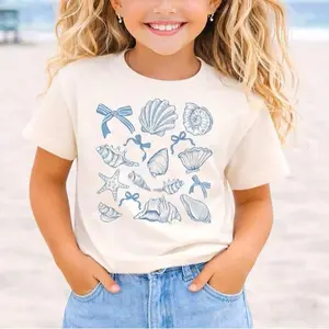 Girls Beach Shirt, Seashell Shirt, Girls Summer Shirt, Coastal Coquette Shirt, Shell Starfish Shirt, Cute Beach Outfit Girls, Beach Vacation Youth Fun Sunny Outfit summer vibes, Summer T-shirt, Beach Tee, Youth And Adult Apparel, For son and daughter