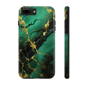 Green Emerald Marble Gold iPhone Case Impact Resistant Protective Cover for iPhone 16 15 14 13 12 11 X XR XS 8 7 SE Pro Max Plus Mini Protection Wireless