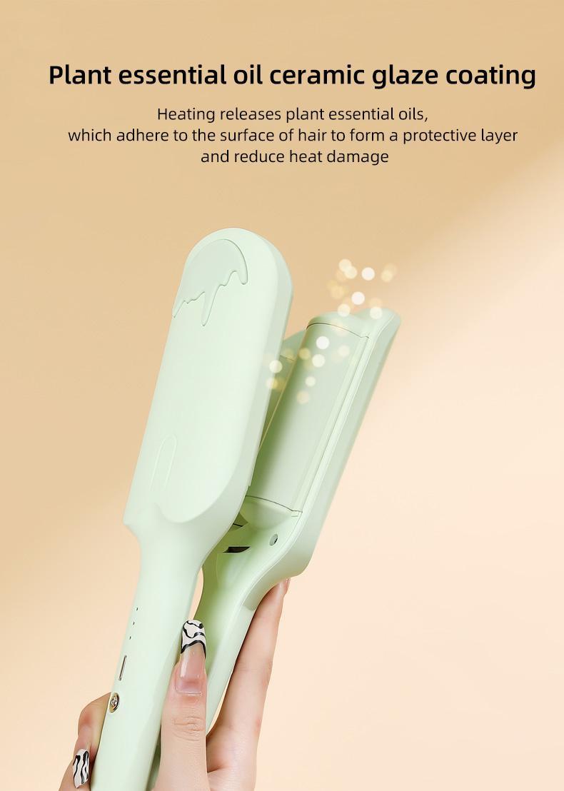 PretiHom Beach Wave Crimper Hair Stick Fluffy Big Wave Ripple 32mm Splint Comfort Curling Irons Heat Free Styler Heatless Curler Single Unit Haircare