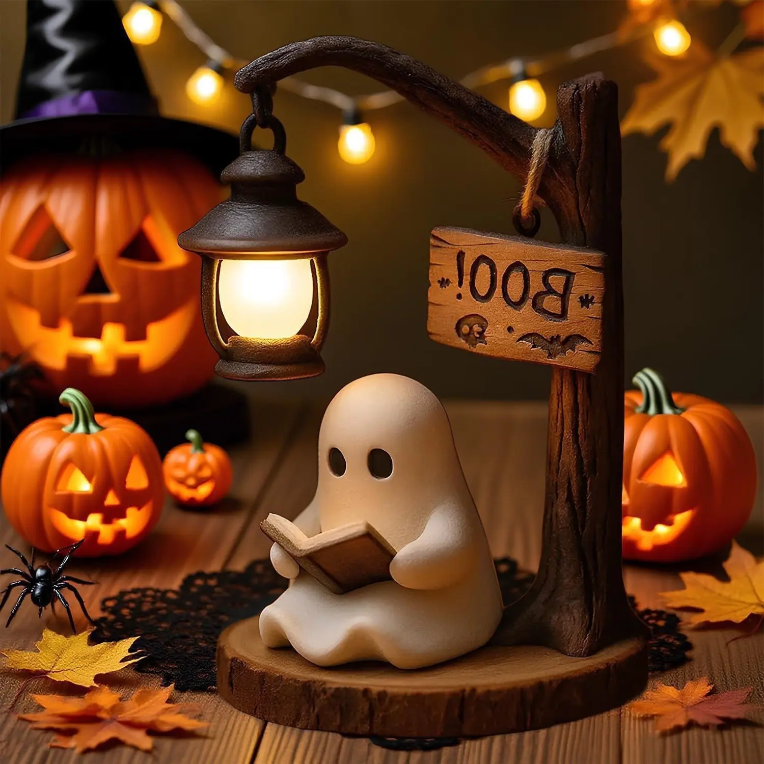 Ghost Desktop Lamp, Indoor Bedroom Living Room Office Decor Light, Bedside Table Lamp, Spooky Halloween Decorative Gift with Elegant Design-MM1