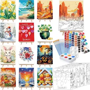 72 count 12 Sets Sip and  Kit Pre Drawn Canvas for Painting 8" x 10"  Party Canvas Painting Pre Printed Canvases for Party Favor DIY  Adult's Date Night(Classic Style)