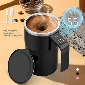 380ml/12.85oz Automatic Magnetic Stirring Coffee Cup, Rechargeable Electric Coffee Mug, Digital Display Personal Coffee Cup, Novelty Coffee Mug, Drinkware, Gifts for Family Friend