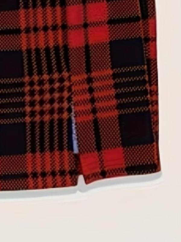 【Plus Size】 Plaid Print Skirt, Casual Fashionable Short Skirt for Daily Outdoor Wear, Women Plus Clothing for Spring Fall