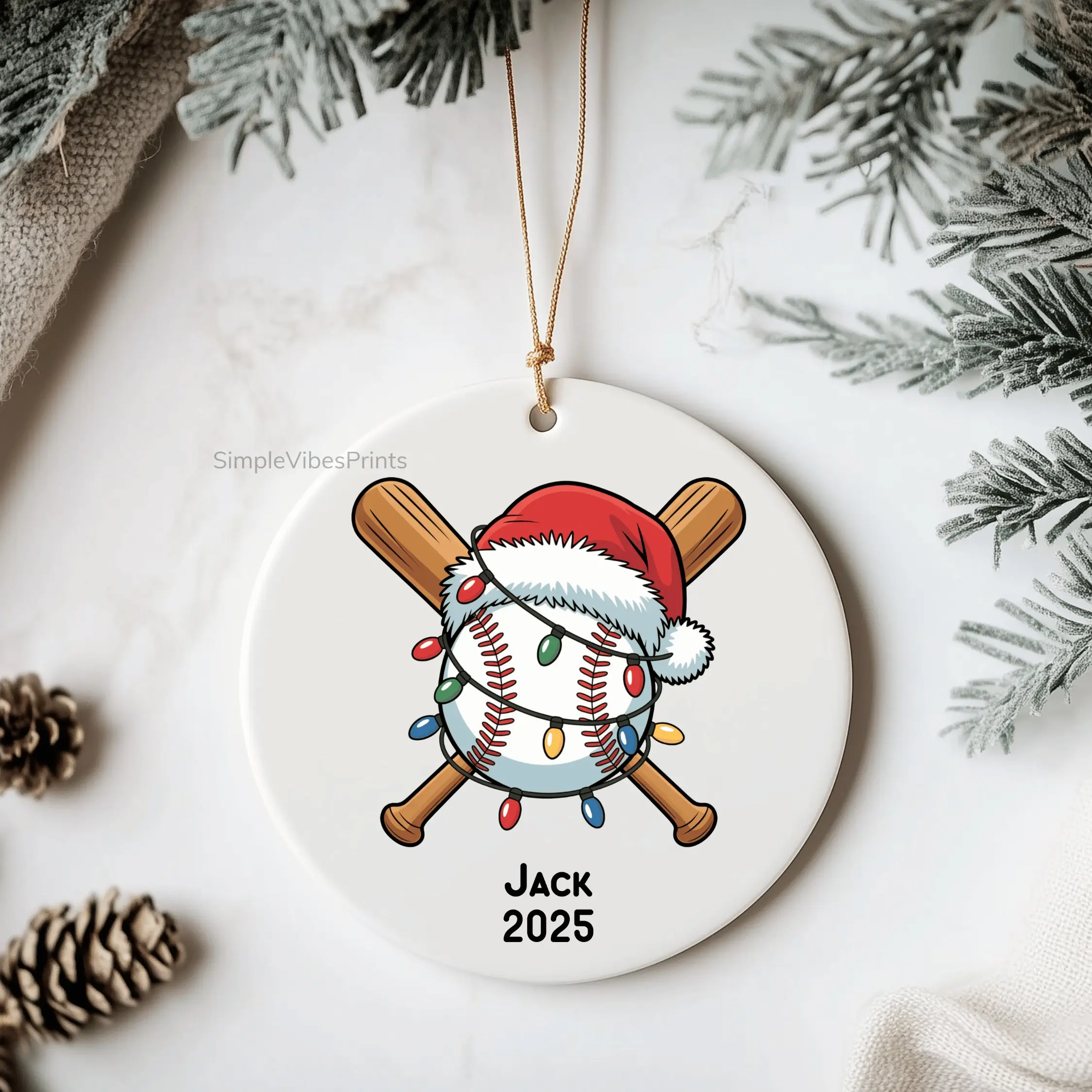 Personalized Ceramic Baseball Ornament Custom Christmas Gift for Players Coaches Team Stocking Stuffer Secret Santa Keepsake