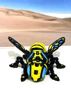 3D Printed Articulated Cyber Bee Fidget Toy - 4.5" Executive Desk Toy Magnetic Design for Fridge Magnet Decor Accessory