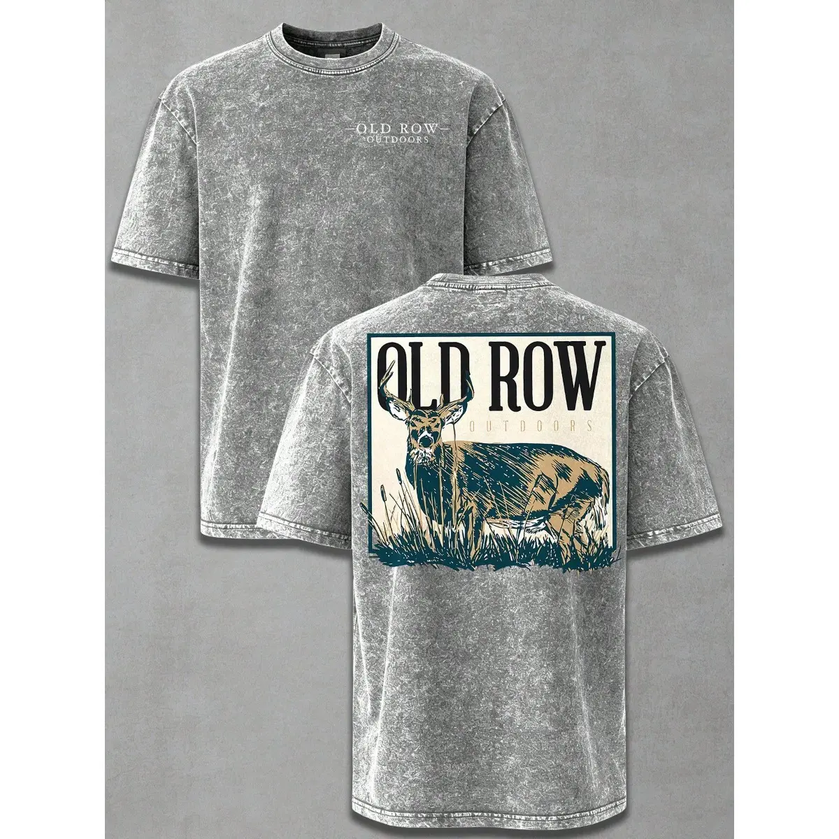 Men's Vintage Washed Deer Hunting Graphic T-Shirt, 100% Cotton Outdoor Tee, Retro Wilderness Style Short Sleeve Shirt for Hunting, Camping, Hiking & Casual Streetwear