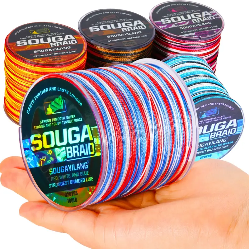 Sougayilang Fishing Line 300M/328YDS 6 Color Braided Fishing Lines  4-Strands 8-Strands PE Spinning Fishing Reel Braided Line