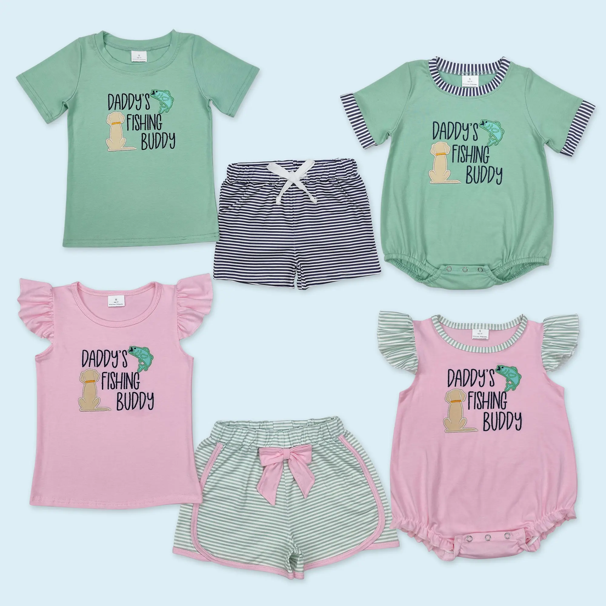 Daddys fishing buddy kids girls summer outfit Daddys fishing buddy kids girls summer outfit
