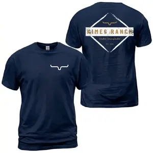 Kimes Ranch Diamond Logo T-Shirt For Adults and Youth, Western Uncomplicated Back Print Tee, Bull Horn Ranch Graphic Shirt, ESTD 2009 Cowboy Style, Casual Cotton for Men and Women