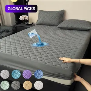 Waterproof Mattress Protector Cover, Quilted Mattress Cover, Soft Breathable Bedding Set for Bedroom, Guest Room, Apartment, School, Family with Kids & Pets #GLOBAL PICKS