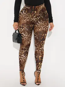 Women's Fashion Slim Fit Leopard Print Pants, Streetwear Pants, Casual High Waisted Design, Comfortable Versatile Long Pants for Everyday Wear
