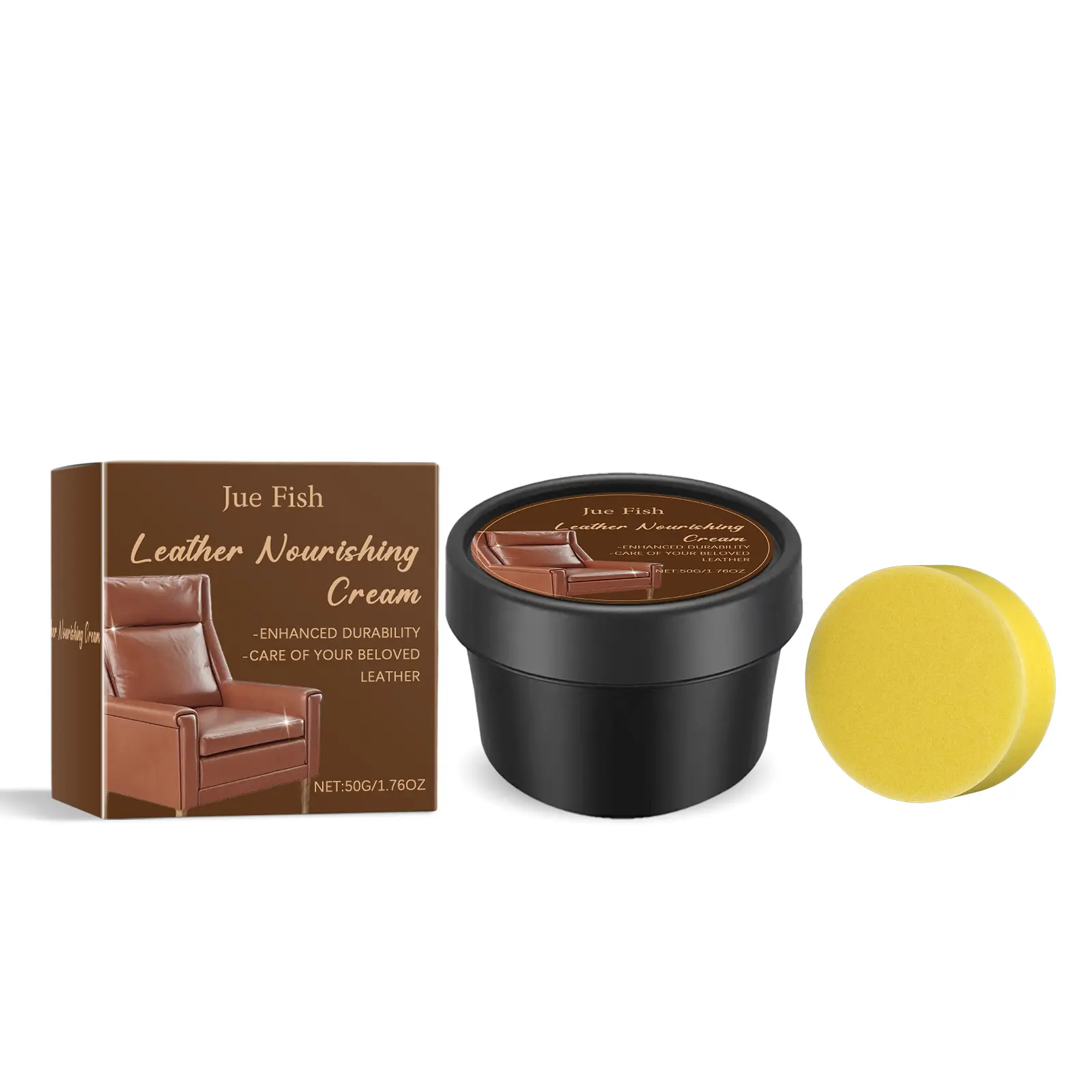 Jue-Fish Leather Care Cream - Household Formula for Cleaning, Scratch Repair, Nourishing, Moisturizing, Brightening, Waterproofing Bags, Sofas, Car Accessories