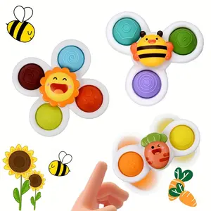 Roylanz 3pcs Suction Cup Spinner Toys Set, Durable Toddler Baby Sensory Toys, Cute Cloud Theme, Travel & Holiday Gifts for Kids