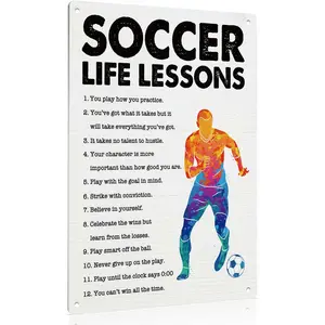 Soccer Life Lessons Inspirational Poster, Sports Quote Wall Art for Soccer Players & Coaches, Colorful Player Illustration for Bedroom & Locker Room, 12x8 Inch