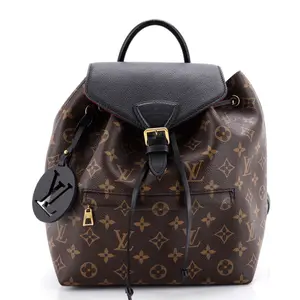 Pre-owned Louis Vuitton Canvas Coated, Leather Backpacks Montsouris NM Backpack Monogram Canvas with Leather PM by Rebag