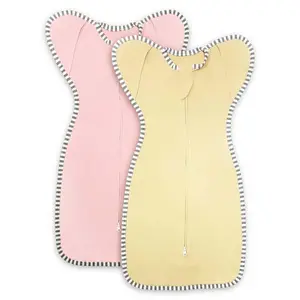 VVH Newborn Swaddle 0-3 Months Sleep Sack Transition Swaddle 0-3 Months Arms up Swaddles with 2-Way Zipper Arms In/Out 100% Cotton 0.8 Tog Baby Swaddles for Newborn Sleep Sack Girls 2-Pack (Small 5-14lbs)