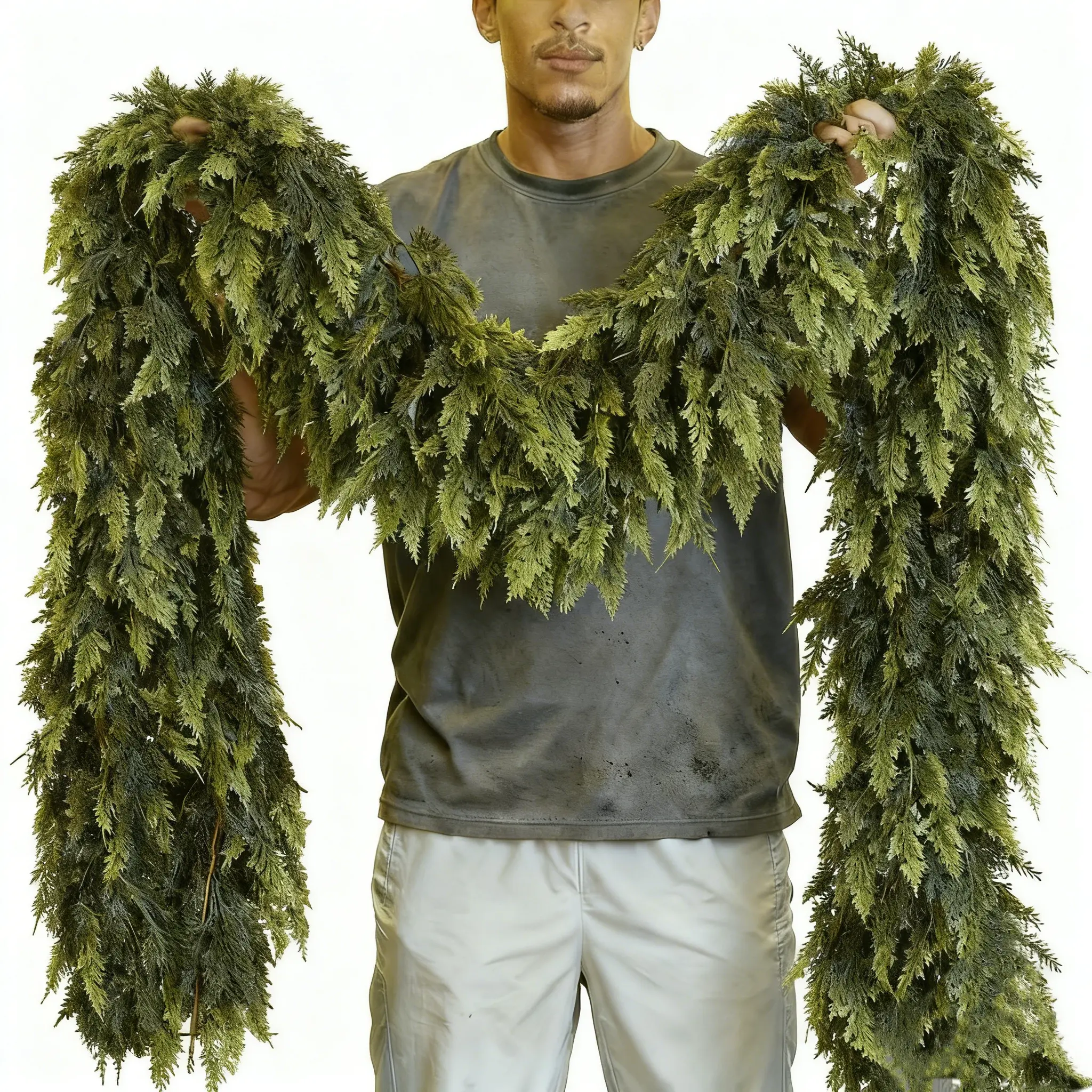 6FT Artificial Cedar Garlands, Realistic-to-the-Touch Winter Cedar Garlands, Green Artificial Greenery Pine Garland for Dining Table, Mantel, Wall, Indoor, Outdoor Decor.