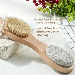 Wooden Multi-Functional Foot Care Brush, Bristle Exfoliating Foot Stone, Smooth Pedicure Wand, Home Bath Cleaning Brush with Rope, Ideal for Daily Use