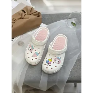(New)Women's Cute Cartoon Charms Clogs, Casual Comfortable Breathable Platform Non-slip Clogs, Fashionable Shoes for Indoor & Outdoor Wear
