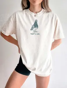 Comfort Colors Vintage Pigeon Graphic T-Shirt - Retro 90s Urban Bird Tee - That’s Coo Punny Streetwear Shirt - Aesthetic City Bird Graphic Top - Oversized Cotton Bird Lover Gift