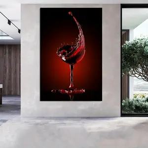 frameless Modern Red Wine Splash Canvas Art Canvas, Decorative Wall Hanging for Living Room and Bedroom, Abstract Liquid Artwork, Easy to Install-Wrapped Canvas