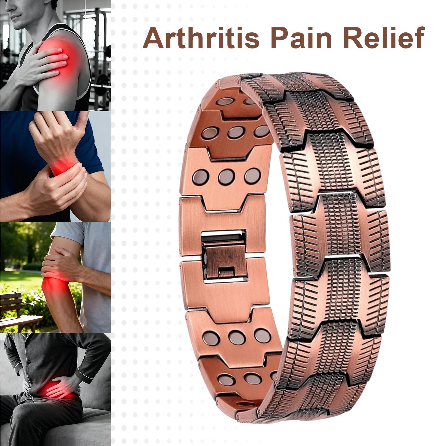 3x Men's Copper Bracelet Triple Super Magnet, Magnetic Bracelet with Adjustable Size Tool, Relieves Joint Pain and Improves Energy Circulation  Strong Magnetic Bracelet Men's Valentine's Day Father's Day Jewelry Gift