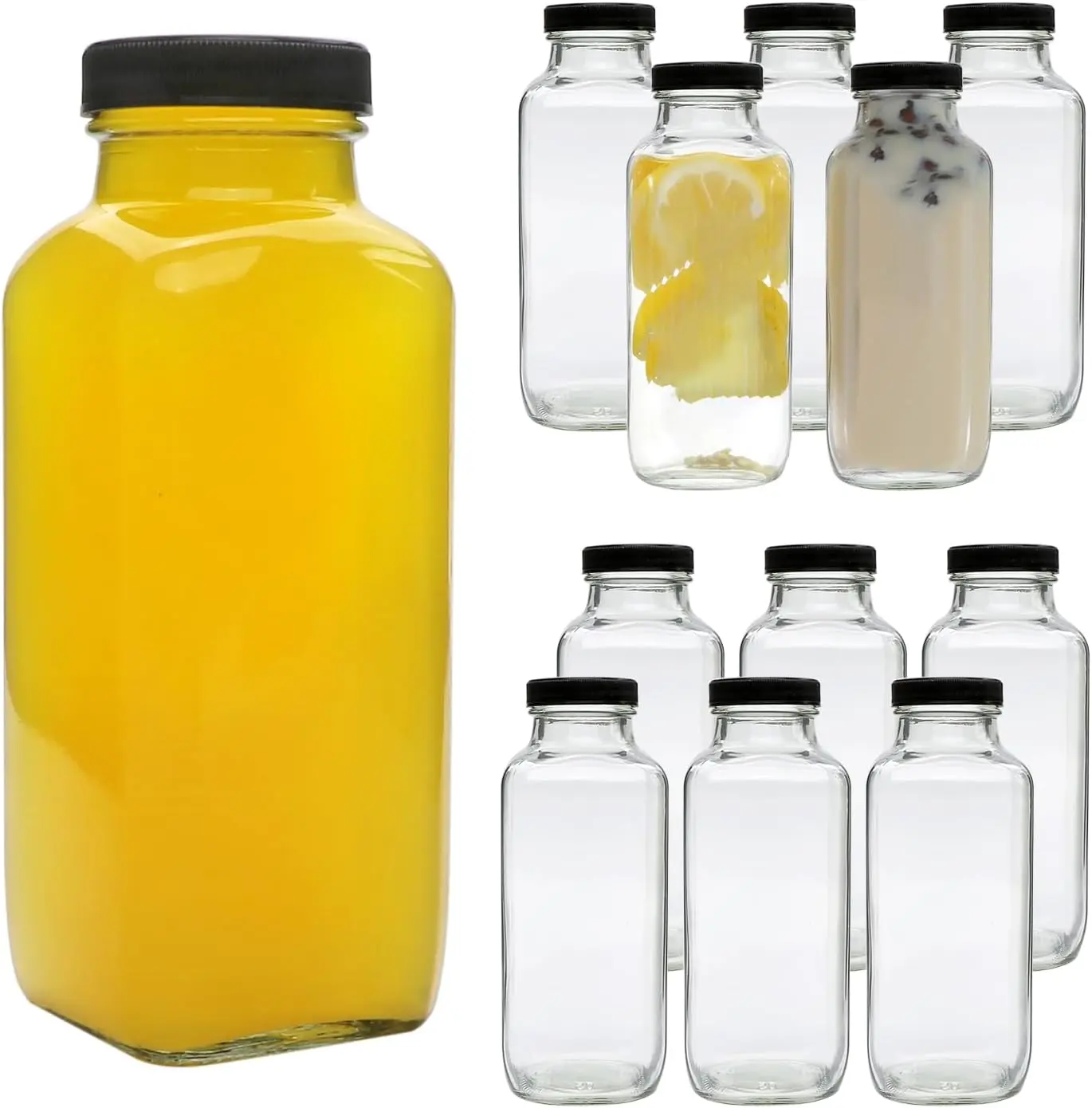 16oz  Water Bottles,Vintage Water Bottles for Juicing,Hot Sauce,Kombucha,Ginger Jar,Oil,Milk,Portable Travel Bottle,Smoothies Bottle(12pack)