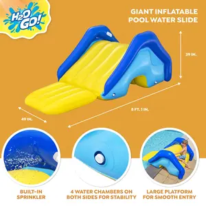 Bestway H2OGO! Giant Inflatable Outdoor Swimming Pool Water Slide with Built-In Sprinkler, Large Platform, and 4 Water Chambers for Stability