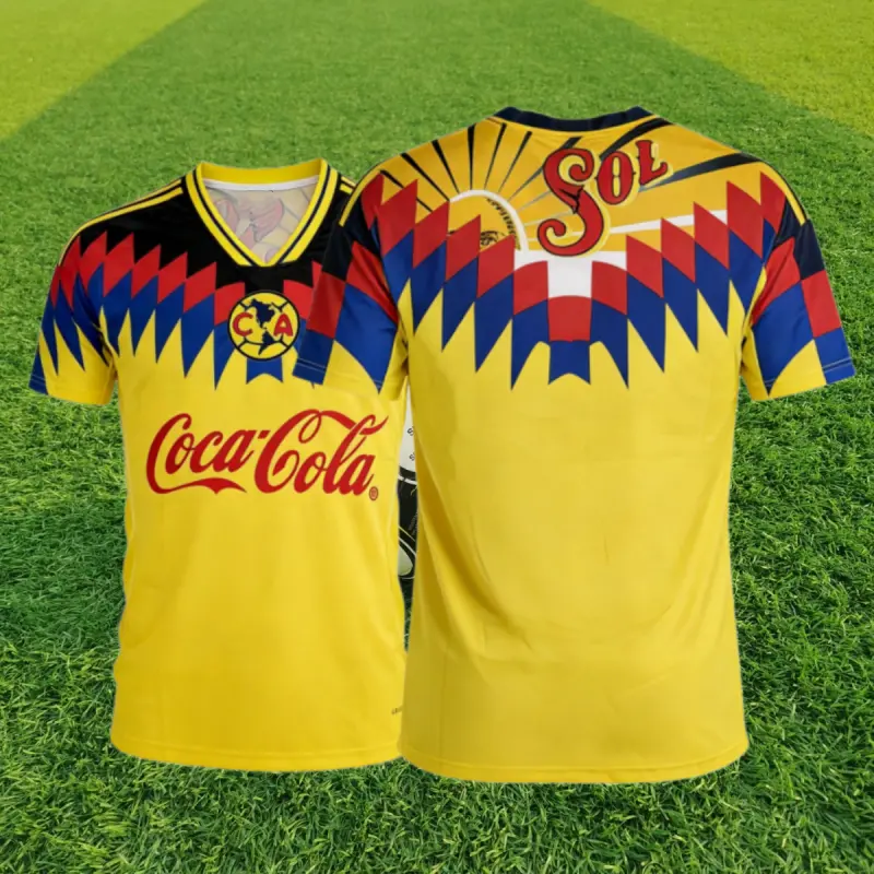 94 95 96 Home and Away Retro Yellow Short Sleeved Soccer Football Shirt