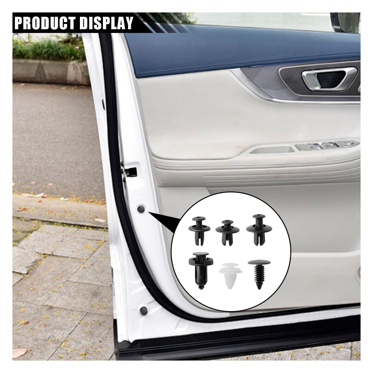 100 PCS Car Bumper Retainer Clips, 6.3mm 8mm 9mm 10mm Nylon Fasteners Rivet Replacement Kit, Push-in Screw Bumper Push Rivet Clip with Removal Tool, Suitable for Most Models (Black)