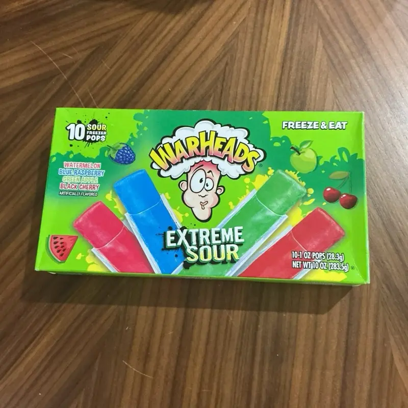 Warheads Extreme Sour Freeze Pops Candy - 1 Pack of 10 Pops, Refreshing and Zesty Taste, A Quick Fun Snack, Treat on the Go for Sour Flavor Lovers