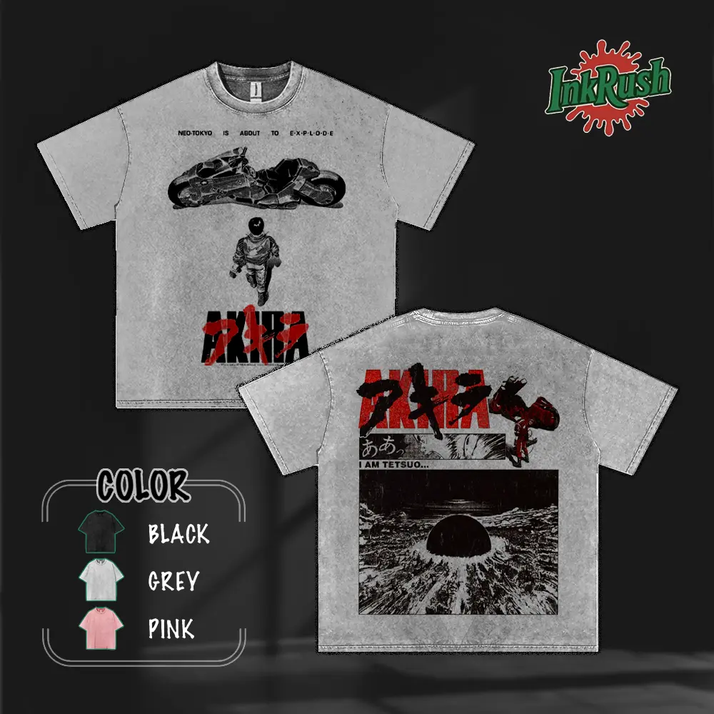 AKIRA - Neo Tokyo is about to EXPLODE Manga Anime Character Tshirt , Vintage Washed Tee, Heavyweight Anime Streetwear, Distressed Retro Japanese Graphic T-Shirt, Anime Lover shirts men