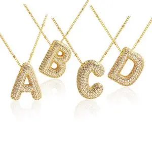 tiktok  shop  necklace  Hermosa Gold Plated Initial Pendant Necklace with Sparkling Zirconia, 17 Inch Adjustable Chain (2 Inches Extension), Elegant Letter Charm Jewelry