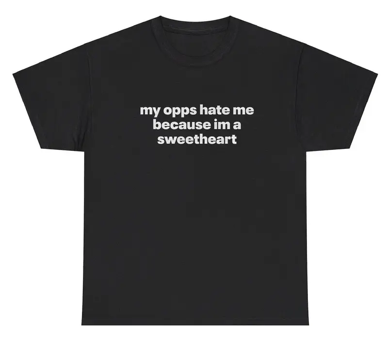 Men's Funny T-Shirt, "My Opps Hate Me" Sarcastic Meme Graphic, Streetwear Style Casual Shortsleeve Top for Cargo Pants, Menswear, Round Neck, Plus Sizes, Lightweight Tee