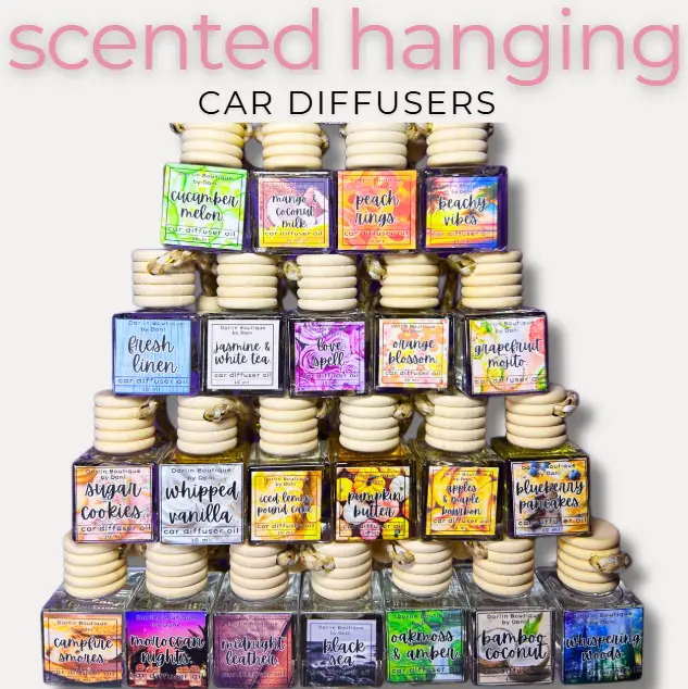 Scented Hanging Car Diffusers 10ml Oil Based Formula with Bamboo Reed Sticks Non Aerosol Compact for Versatile Car Use Freshener