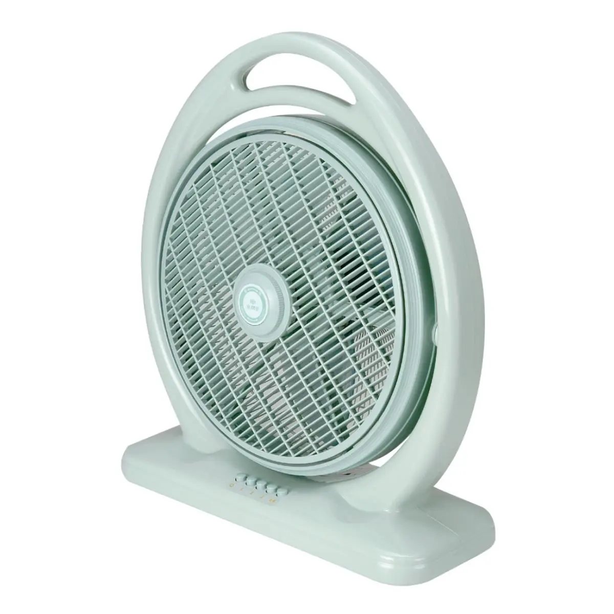 Sunpentown SF-1414 14-Blade 14 in Indoor Box Fan - Light Olive Green, 10.5lbs, 120V/60Hz, 18.5x22.1x7.9in, Lightweight, Adjustable Speed, Energy Efficient, Quiet Mode, With Handle, for Nighttime & Room-to-Room Ventilation