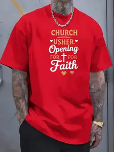 Men's T-shirt, Church Deacon, featuring printed patterns of the cross and heart that embody faith, suitable for church activities, religious gatherings and daily wear