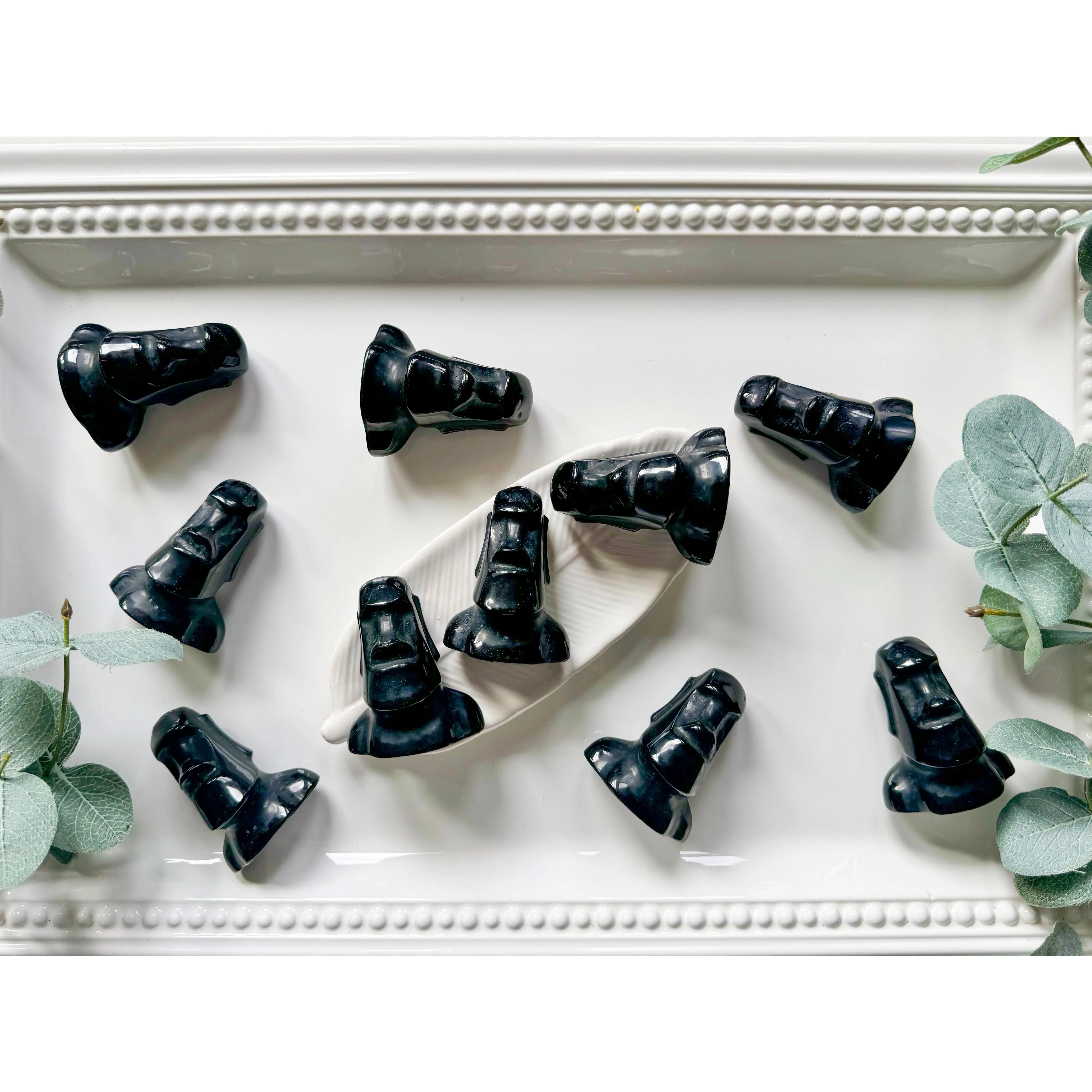 Obsidian Easter Island Moai Statue Carving